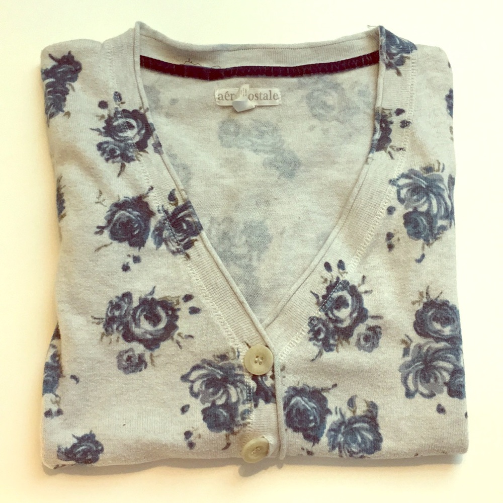 Blue Rose Button-Up Cardigan